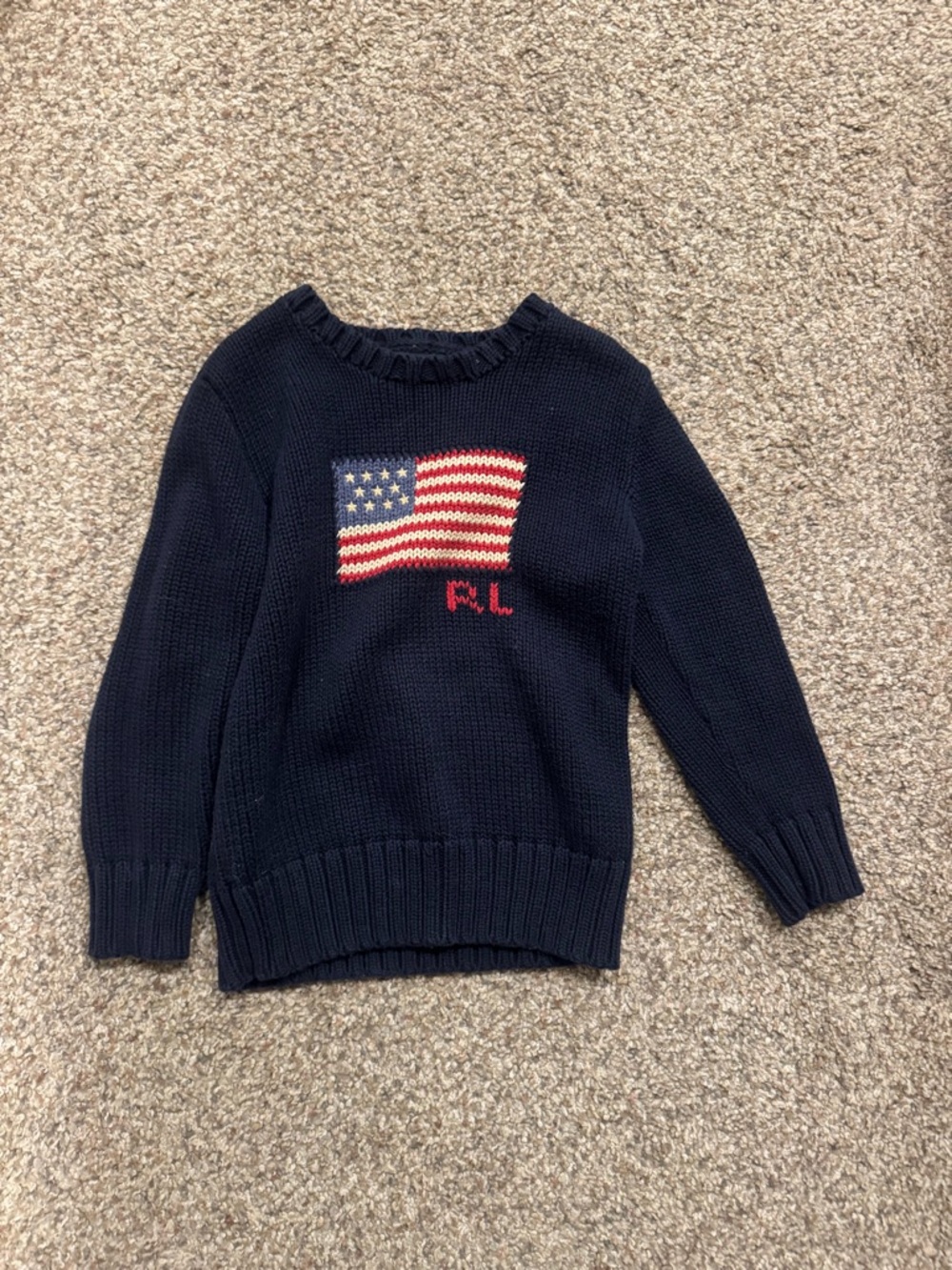 Ralph Lauren navy American flag sweater boys/girls size 6